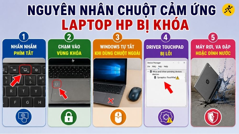 Nguyên nhân chuột cảm ứng laptop HP bị khóa Nguyên nhân chuột cảm ứng laptop HP bị khóa