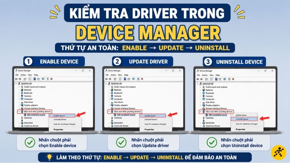 Kiểm tra Driver trong Device Manager Kiểm tra Driver trong Device Manager