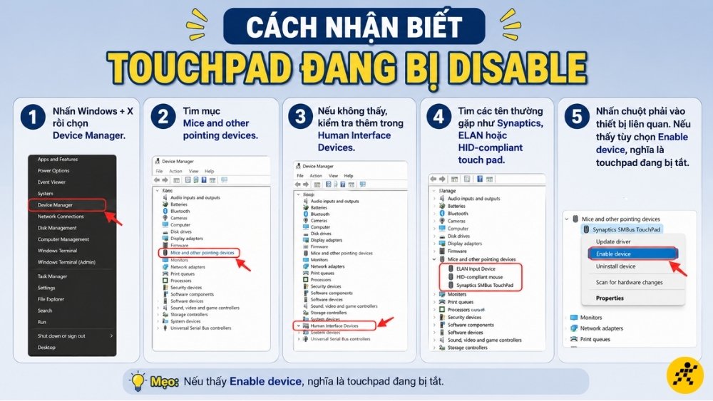 Cách nhận biết touchpad đang bị Disable Cách nhận biết touchpad đang bị Disable