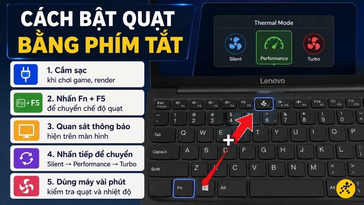 Cách bật quạt bằng phím tắt Cách bật quạt bằng phím tắt