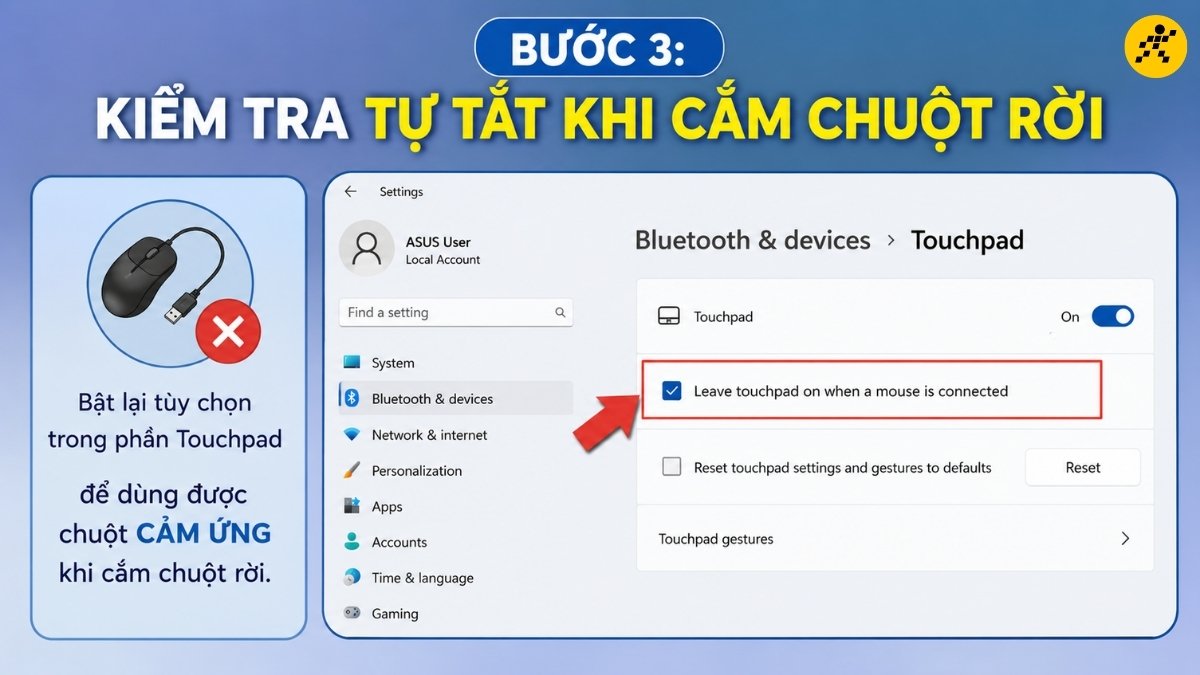 Kiểm tra xem touchpad có bị tắt khi cắm chuột rời không Kiểm tra xem touchpad có bị tắt khi cắm chuột rời không