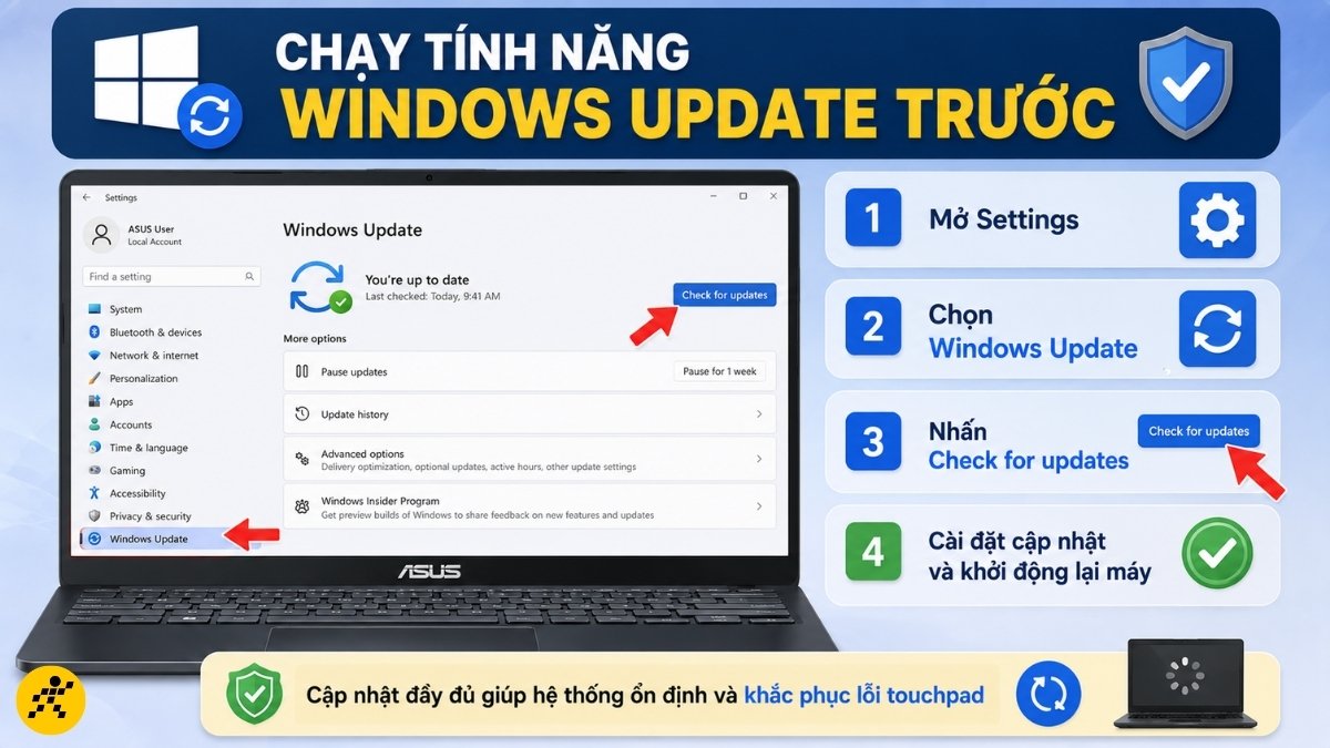Chạy tính năng Windows Update trước Chạy tính năng Windows Update trước