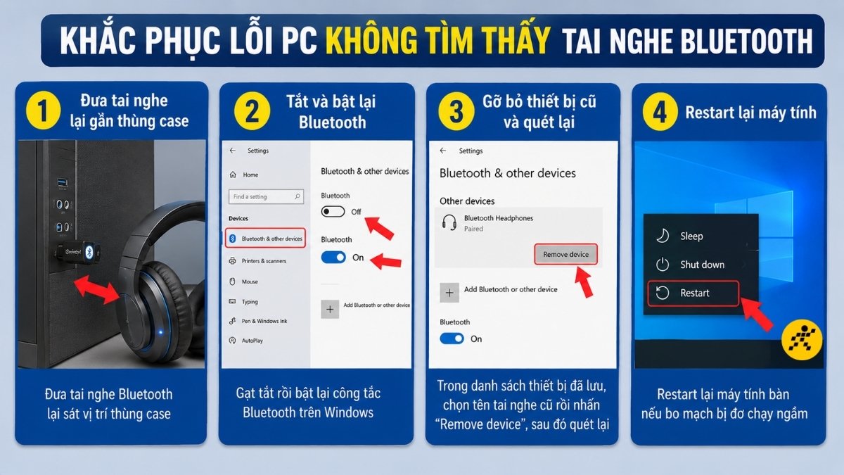 PC hoàn toàn không quét thấy tên tai nghe Bluetooth PC hoàn toàn không quét thấy tên tai nghe Bluetooth