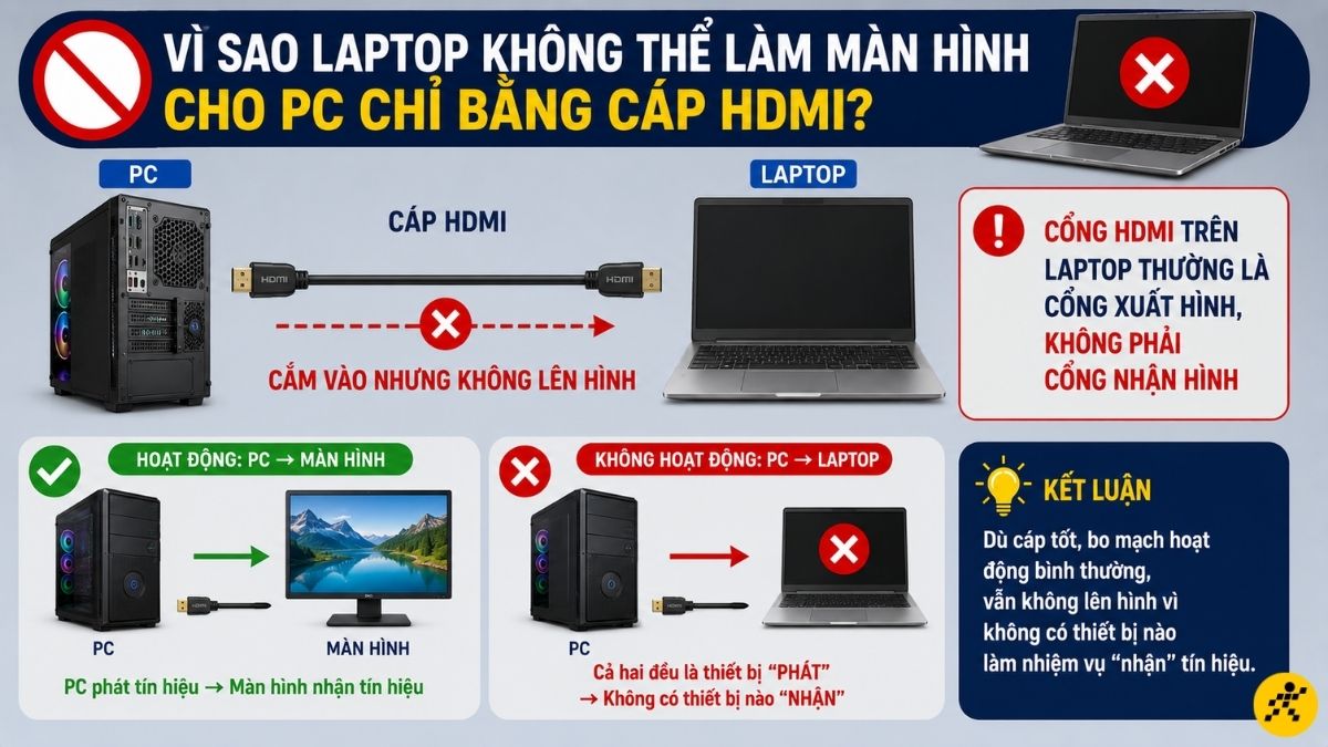 Phần lớn laptop hiện nay không thể dùng như màn hình cho PC Phần lớn laptop hiện nay không thể dùng như màn hình cho PC