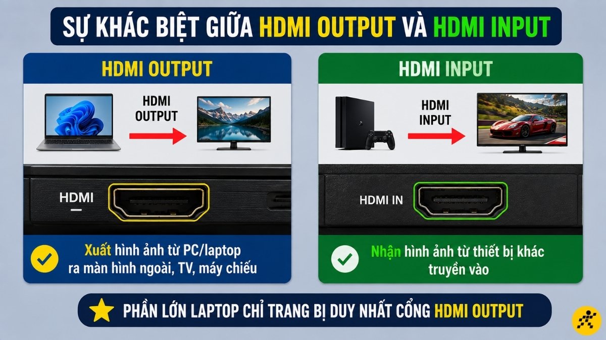 Sự khác biệt giữa HDMI output và HDMI input Sự khác biệt giữa HDMI output và HDMI input
