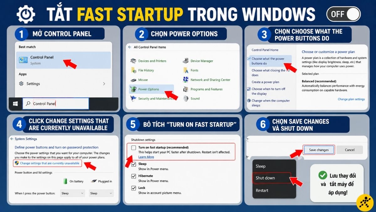 Tắt kích hoạt Fast Startup trong Win Tắt kích hoạt Fast Startup trong Win