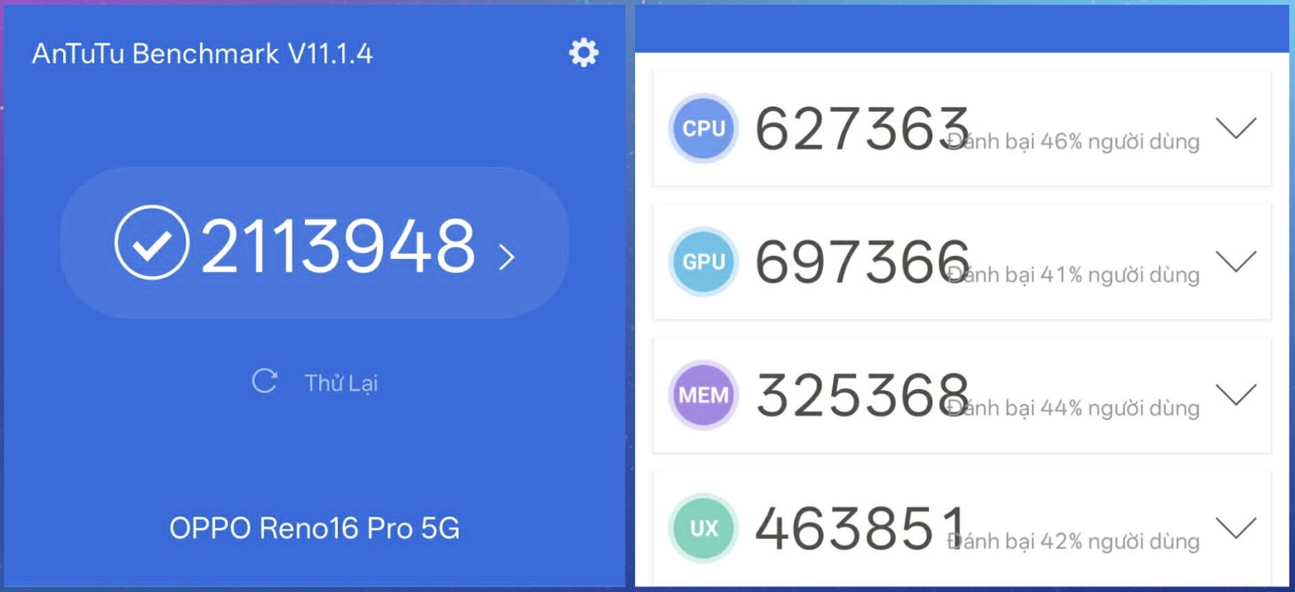 Chấm Điểm Hiệu Năng Oppo Reno16 Pro 5G Chấm Điểm Hiệu Năng Oppo Reno16 Pro 5G