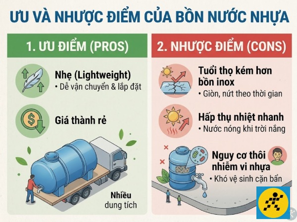 Ưu và nhược điểm của bồn nước nhựa
