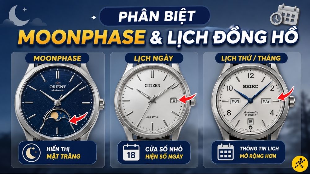 Đồng hồ Moonphase / lịch Đồng hồ Moonphase / lịch