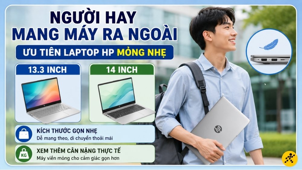 Laptop HP cho người hay mang máy ra ngoài Laptop HP cho người hay mang máy ra ngoài