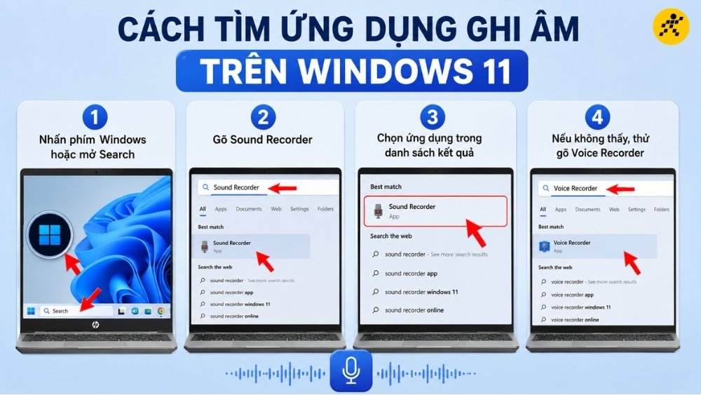 Cách tìm ứng dụng ghi âm trên Windows 11 Cách tìm ứng dụng ghi âm trên Windows 11