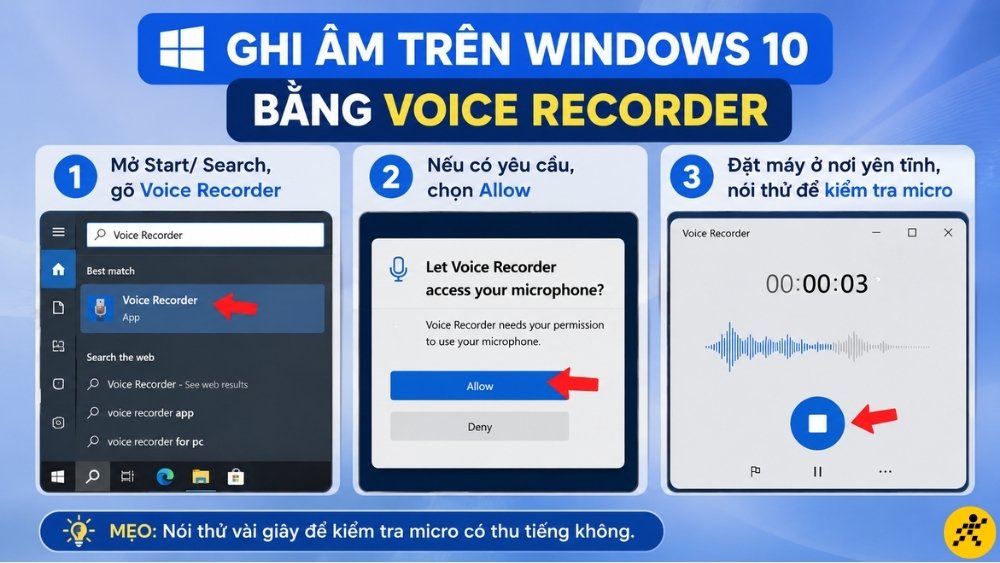 Ghi âm trên Windows 10 bằng Voice Recorder Ghi âm trên Windows 10 bằng Voice Recorder
