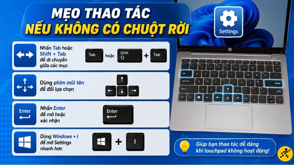 Mẹo thao tác nếu không có chuột rời Mẹo thao tác nếu không có chuột rời