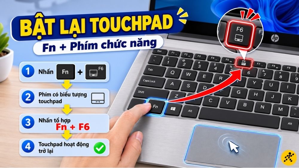 Bật lại bằng phím tắt Fn + phím chức năng Bật lại bằng phím tắt Fn + phím chức năng