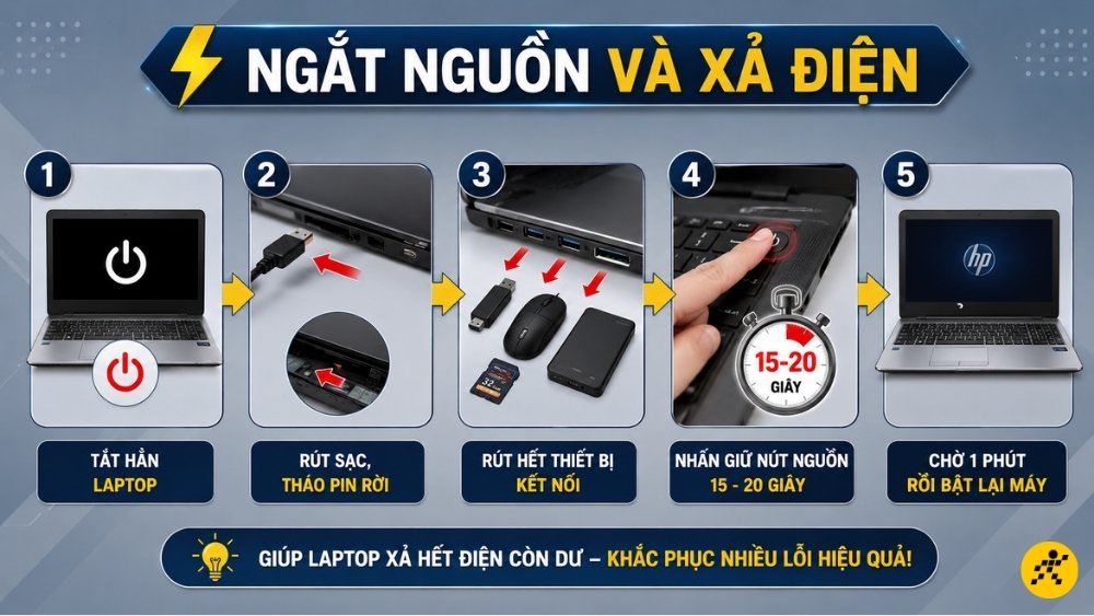 Ngắt nguồn và xả điện Ngắt nguồn và xả điện