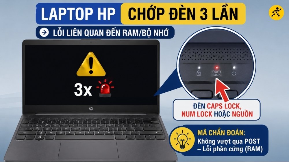Laptop HP chớp đèn 3 lần Laptop HP chớp đèn 3 lần