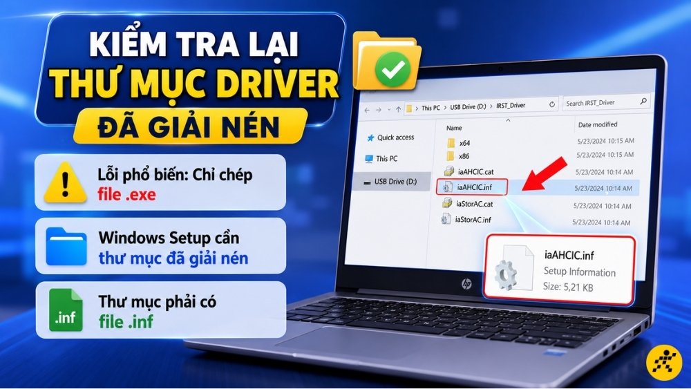 Kiểm tra lại thư mục driver đ&atilde; giải n&eacute;n