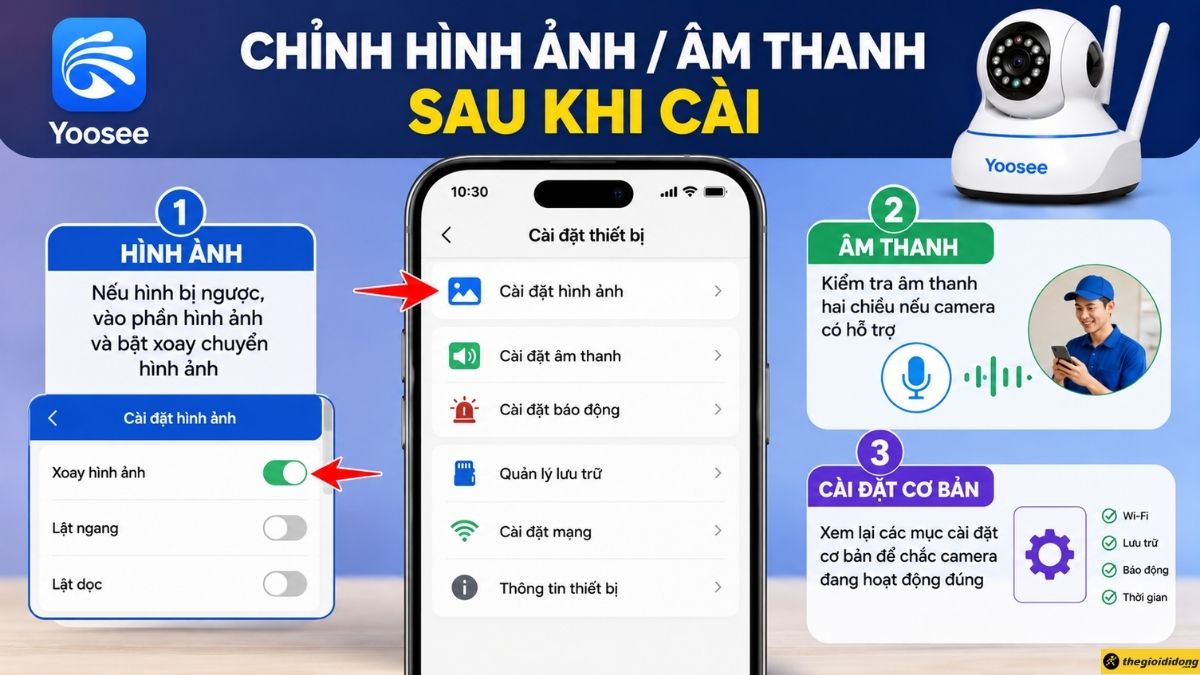 Chỉnh hình ảnh/âm thanh sau khi cài