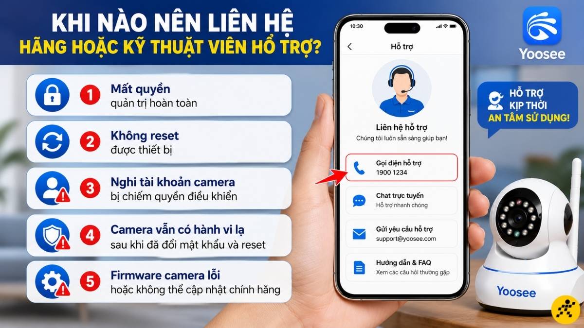 Trường hợp nên liên hệ hãng hoặc kỹ thuật viên hỗ trợ