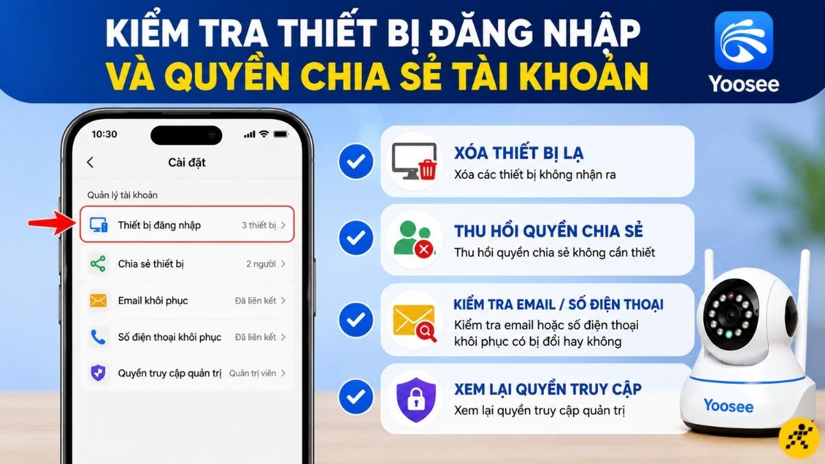 Kiểm tra thiết bị đăng nhập và quyền chia sẻ tài khoản