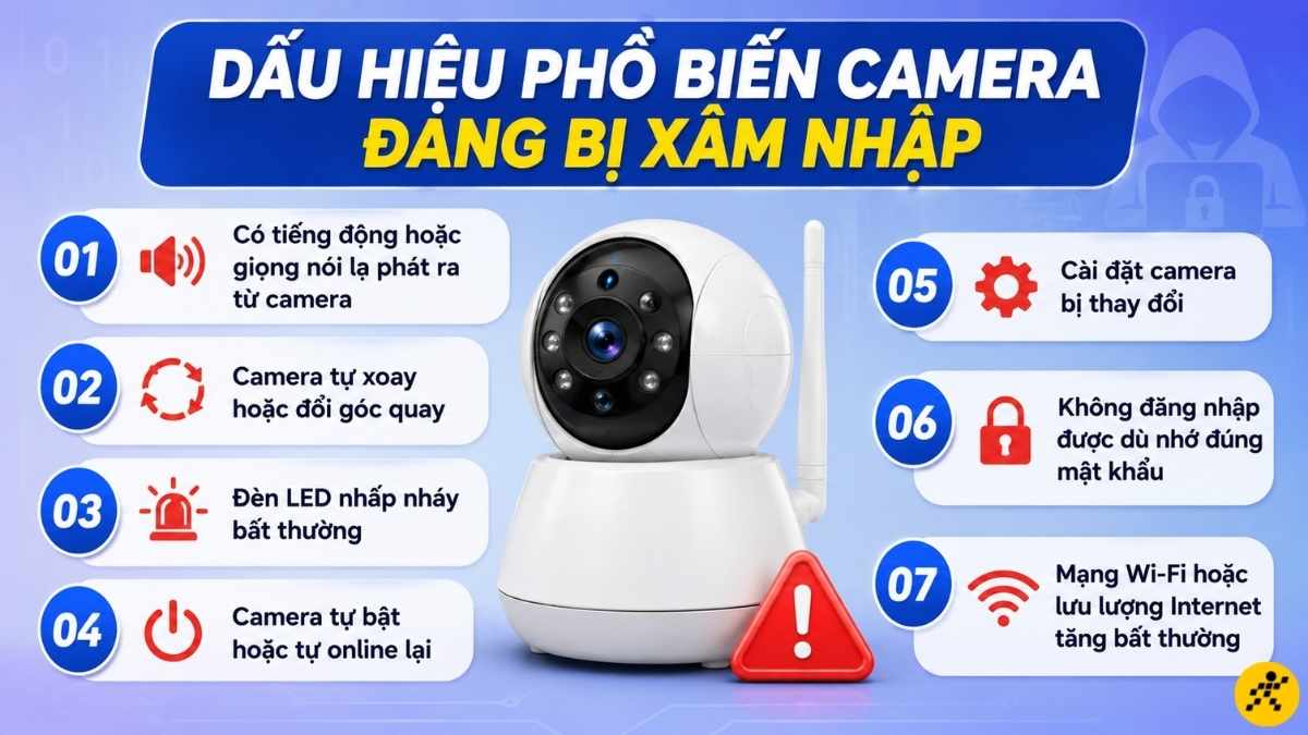 Dấu hiệu phổ biến camera đang bị xâm nhập