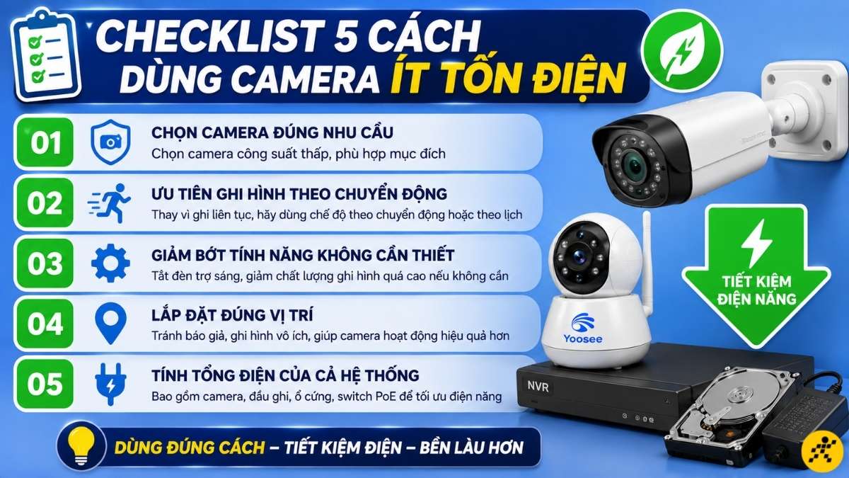 Checklist 5 cách dùng camera ít tốn điện