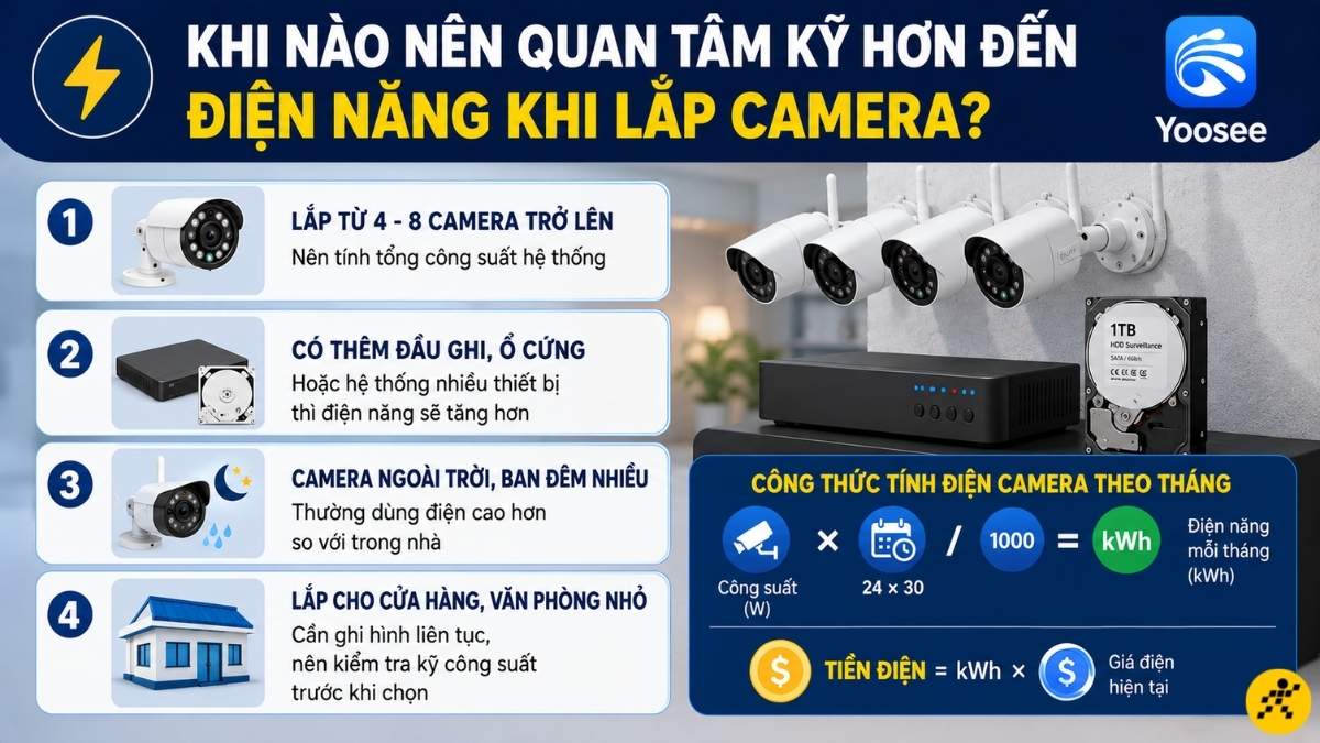 Khi nào nên quan tâm kỹ hơn đến điện năng khi lắp camera