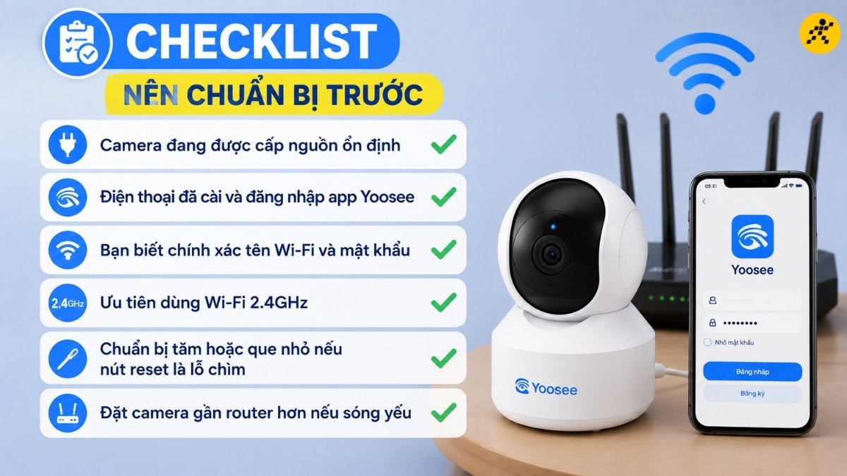 Chuẩn bị trước khi reset camera Yoosee Chuẩn bị trước khi reset camera Yoosee