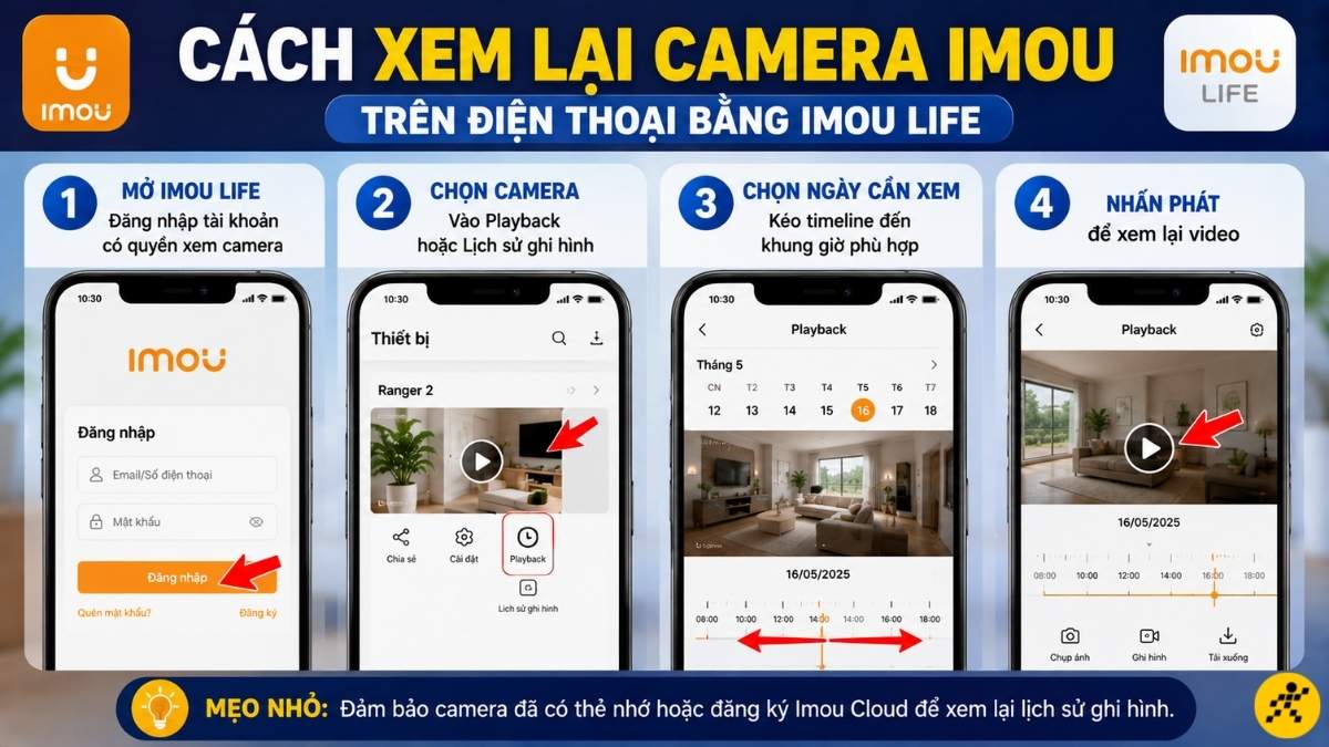 Cách xem lại camera Imou trên điện thoại bằng Imou Life
