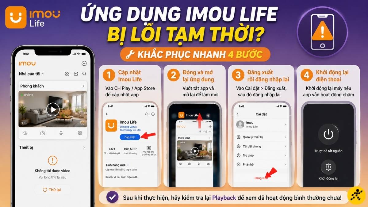 Ứng dụng Imou Life bị lỗi tạm thời