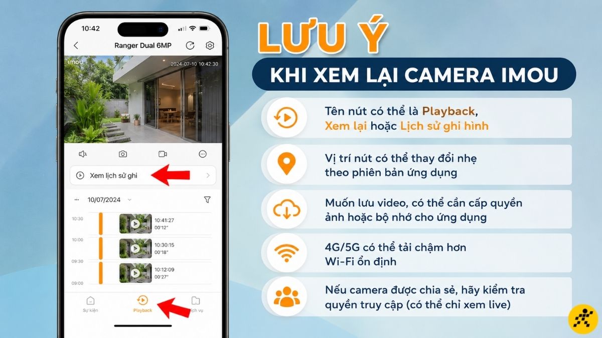 Lưu ý khi xem lại camera Imou trên iPhone và Android