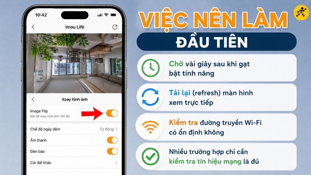 Đã bật lật hình nhưng ảnh vẫn ngược hoặc chưa đúng chiều