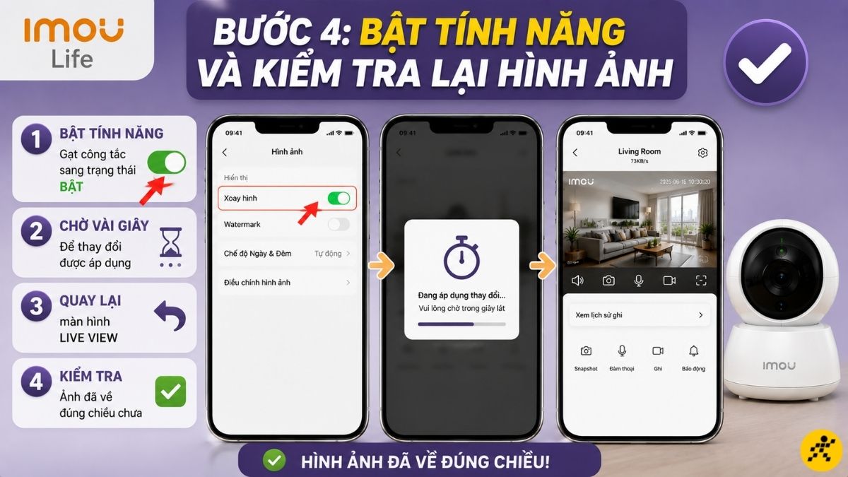 Bật tính năng và kiểm tra lại hình ảnh