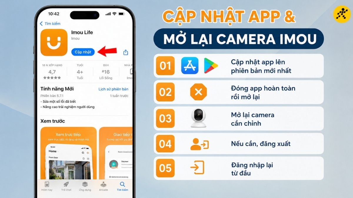 Cập nhật app và mở lại camera
