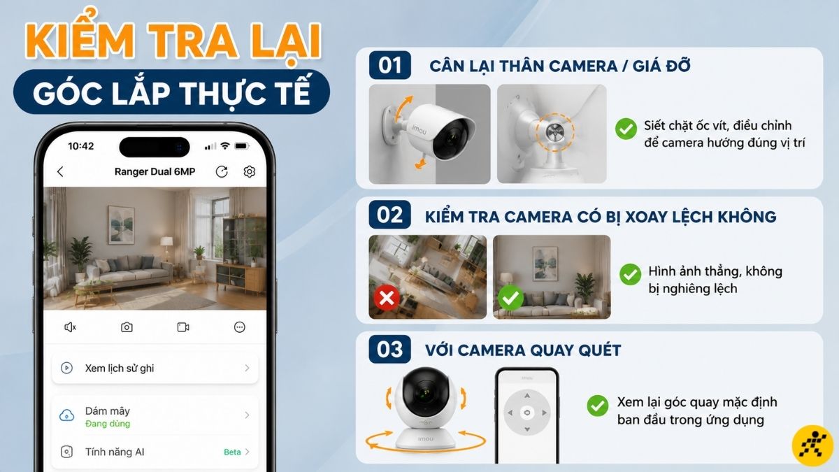 Kiểm tra lại góc lắp thực tế