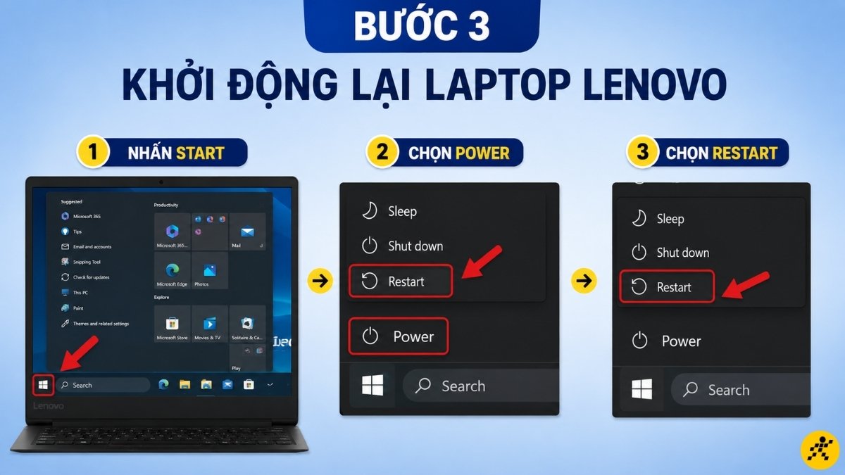 Khởi động lại laptop Lenovo Khởi động lại laptop Lenovo