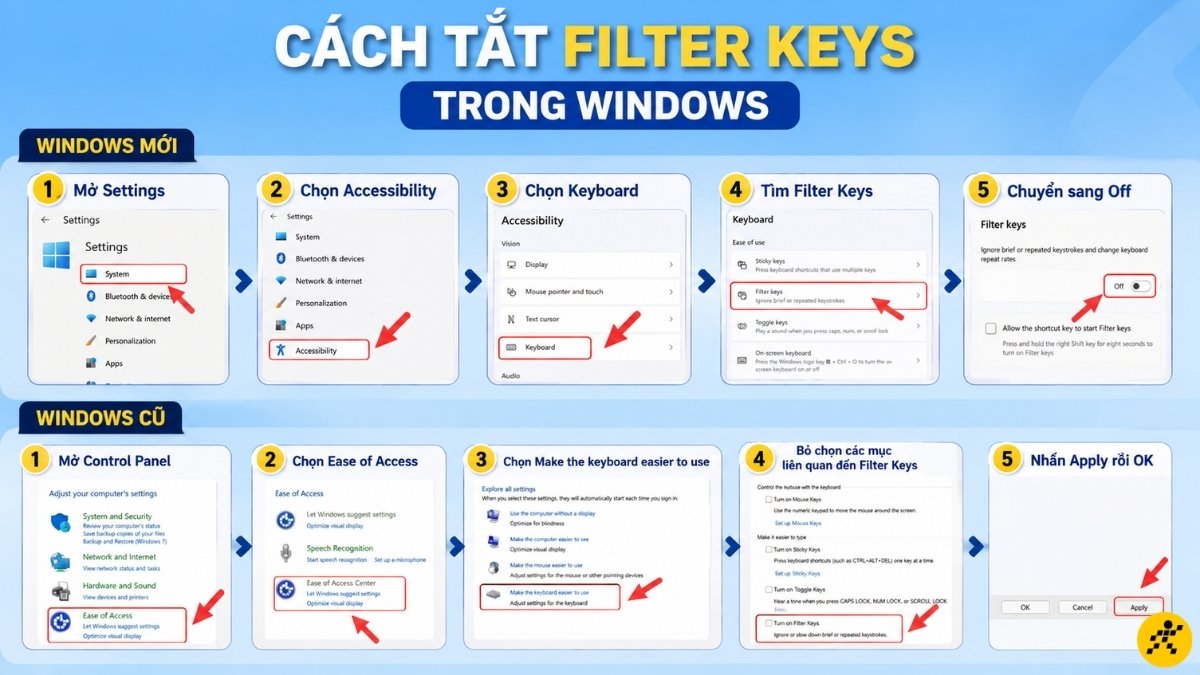 Cách tắt Filter Keys trong Windows Cách tắt Filter Keys trong Windows