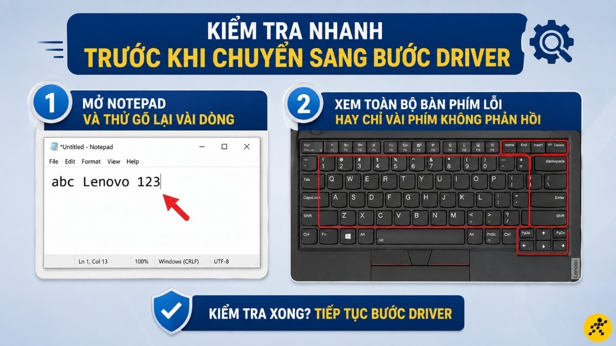 Kiểm tra nhanh trước khi chuyển sang bước driver Kiểm tra nhanh trước khi chuyển sang bước driver
