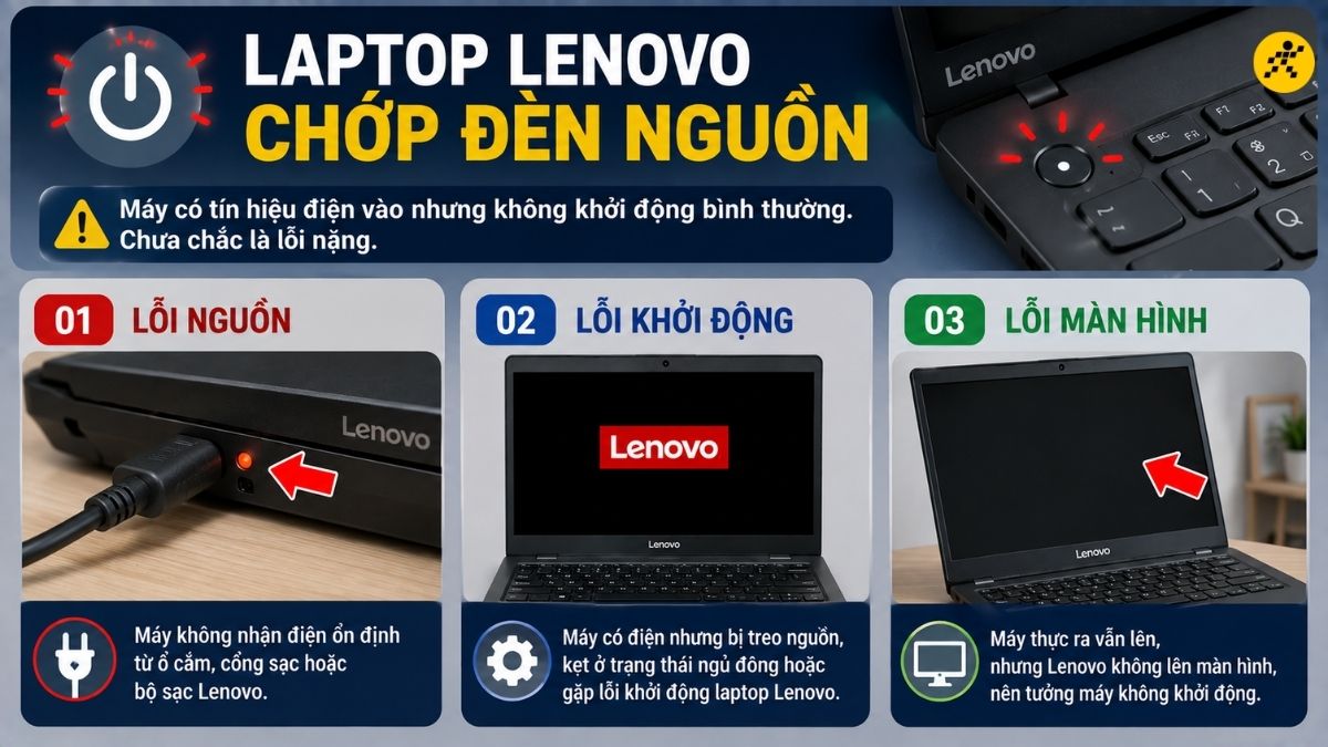 Laptop Lenovo chớp đèn nguồn Laptop Lenovo chớp đèn nguồn