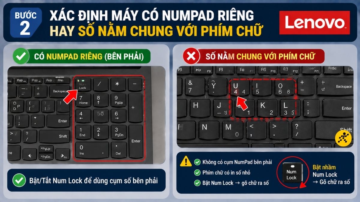 Xác định máy có NumPad riêng hay số nằm chung với phím chữ Xác định máy có NumPad riêng hay số nằm chung với phím chữ