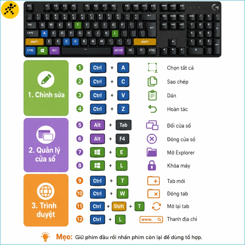 Các tổ hợp phím tắt thông dụng trên máy tính Windows Các tổ hợp phím tắt thông dụng trên máy tính Windows