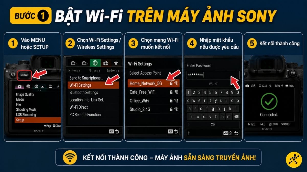 Bật Wi-Fi trên máy ảnh Sony Bật Wi-Fi trên máy ảnh Sony