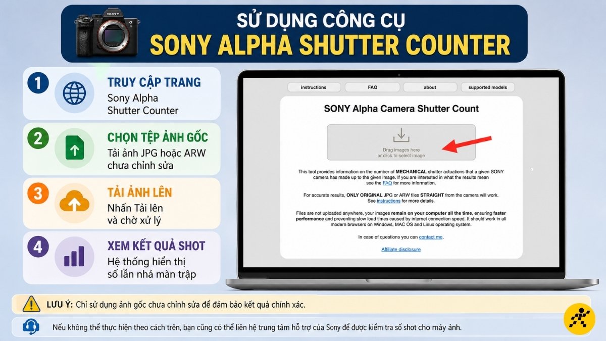 Sử dụng công cụ kiểm tra số shot của Sony Sử dụng công cụ kiểm tra số shot của Sony