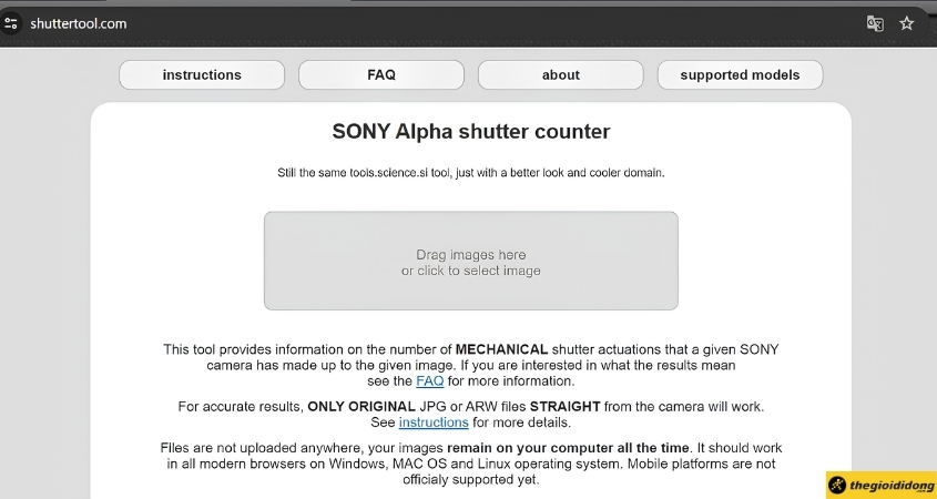 Check shoot máy ảnh Sony bằng Sony Alpha Shutter Counter Check shoot máy ảnh Sony bằng Sony Alpha Shutter Counter