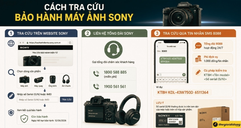 Cách tra cứu bảo hành máy ảnh Sony Cách tra cứu bảo hành máy ảnh Sony