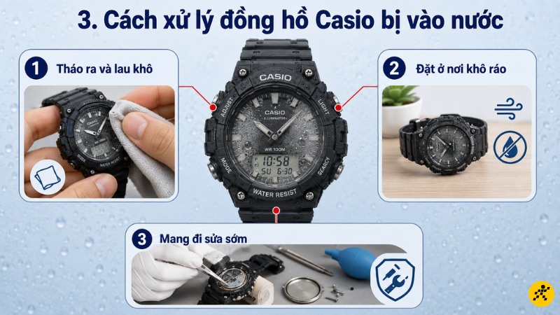Cách xử lý đồng hồ Casio bị vào nước Cách xử lý đồng hồ Casio bị vào nước