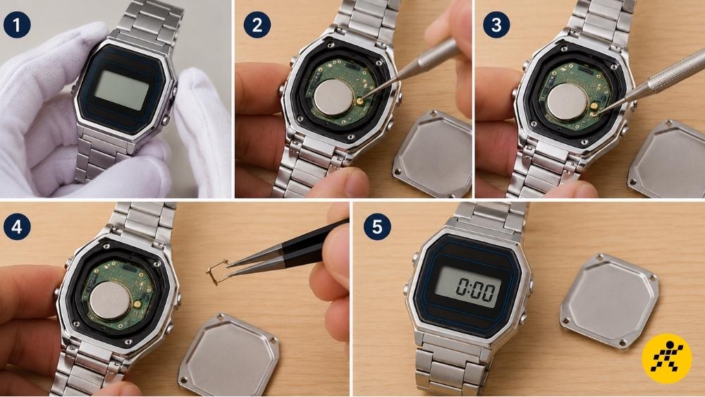 Sau khi thay pin mới, nhiều dòng đồng hồ Casio điện tử vẫn chưa hiển thị số ngay mà cần được Reset Sau khi thay pin mới, nhiều dòng đồng hồ Casio điện tử vẫn chưa hiển thị số ngay mà cần được Reset