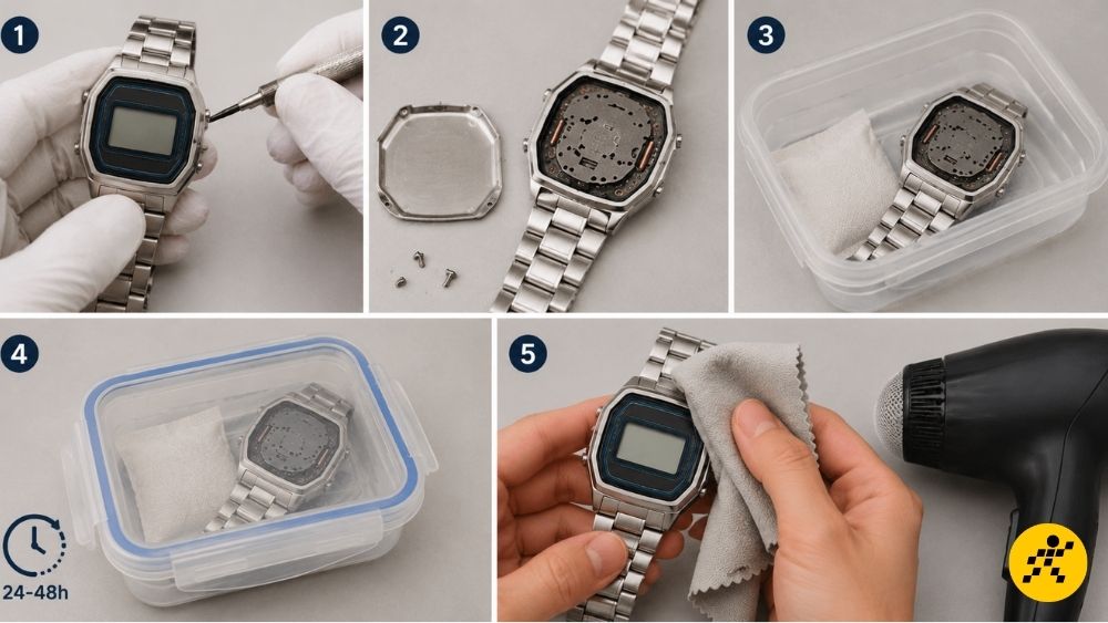 Cách tách ẩm và sấy khô đồng hồ Casio khi bị vào nước Cách tách ẩm và sấy khô đồng hồ Casio khi bị vào nước