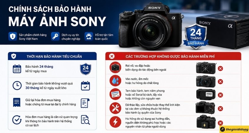 Chính sách bảo hành máy ảnh Sony Chính sách bảo hành máy ảnh Sony