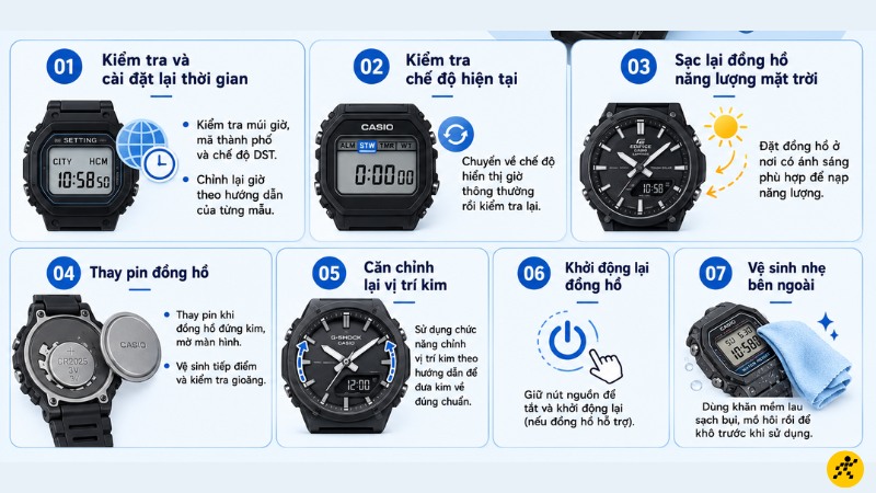 Cách khắc phục đồng hồ Casio bị lỗi Cách khắc phục đồng hồ Casio bị lỗi